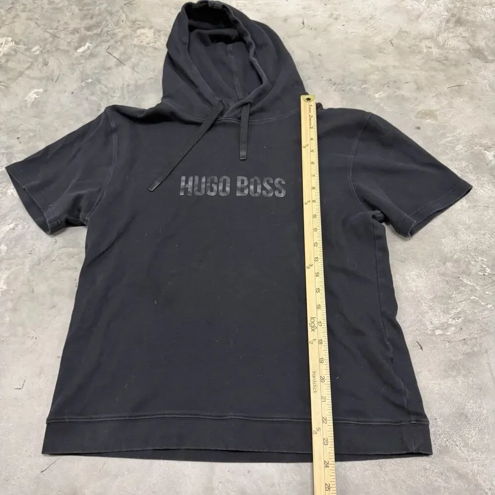 BOSS Hugo Boss Shirt Mens Small Black Fashion T Shirt Hood Cotton Pullover